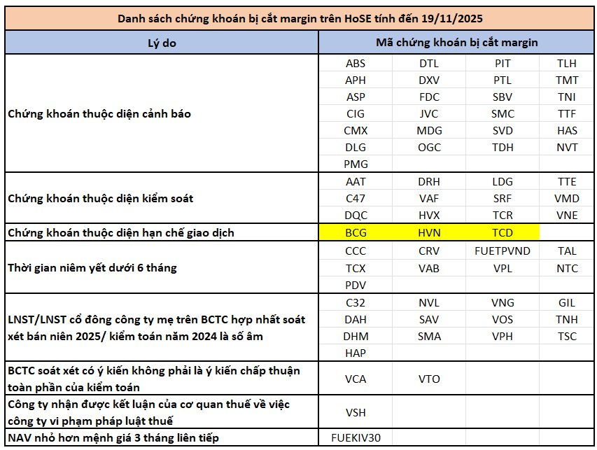 HOSE công bố 66 mã cổ phiếu bị cắt margin tháng 11- Ảnh 1.