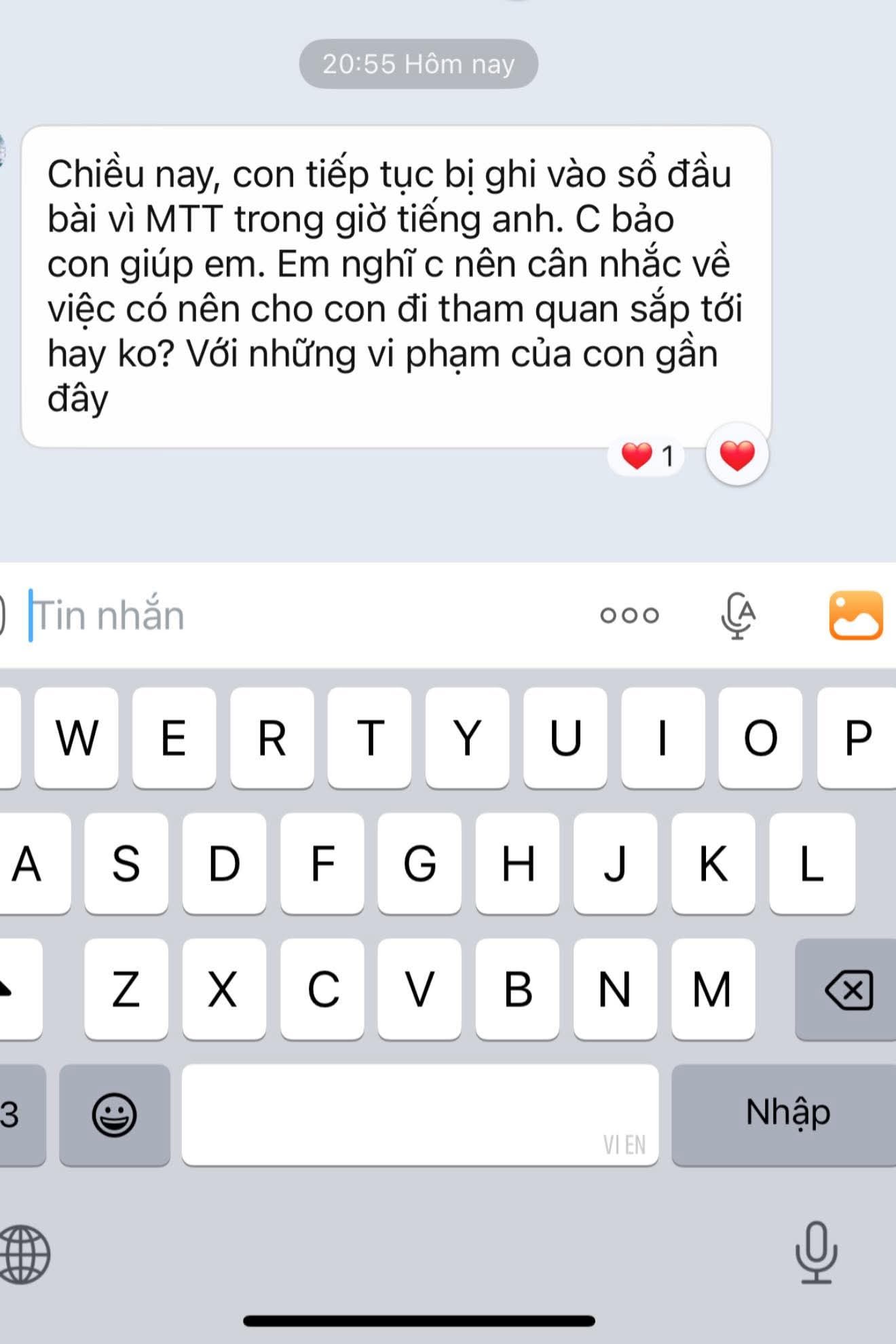 Con mất trật tự, bị cô giáo nhắn tin nhắc nhở, phụ huynh tự ái chụp ảnh đăng lên MXH: Dân mạng đọc xong tranh cãi dữ dội- Ảnh 1.