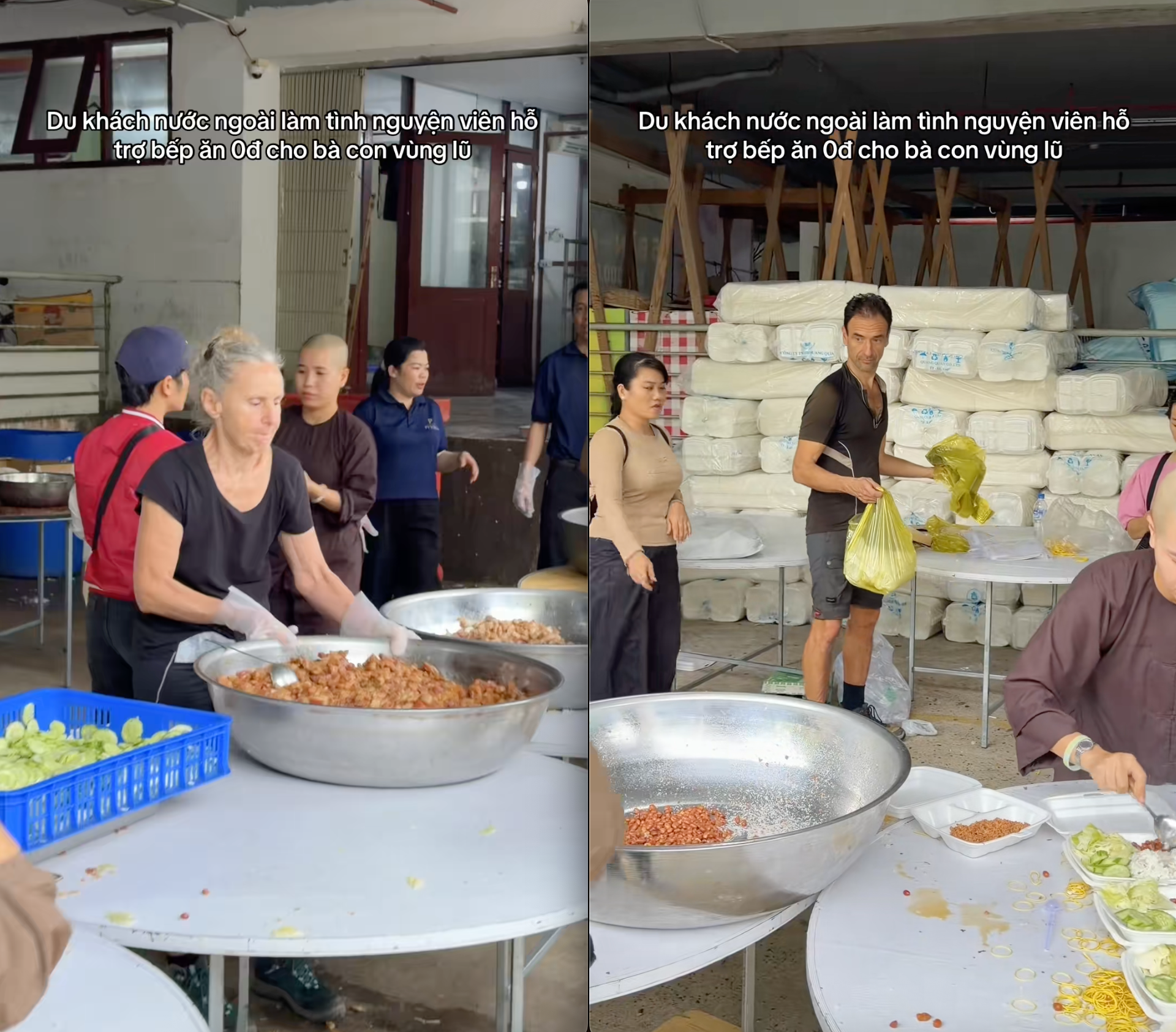 Khách Tây lặng lẽ xếp từng chiếc túi nilon, từng miếng rau của hộp cơm cứu trợ- Ảnh 1. Khách Tây lặng lẽ xếp từng chiếc túi nilon, từng miếng rau của hộp cơm cứu trợ- Ảnh 1.