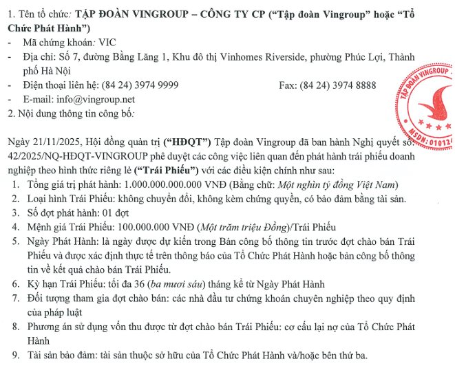 Vingroup chốt phương án phát hành 1.000 tỷ đồng trái phiếu riêng lẻ để cơ cấu nợ- Ảnh 2.