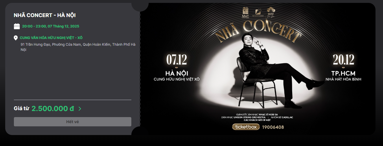 Giọng ca thực lực bán vé đắt ngang ngửa Mỹ Tâm - Hà Anh Tuấn huỷ show vì ế vé- Ảnh 1. Giọng ca thực lực bán vé đắt ngang ngửa Mỹ Tâm - Hà Anh Tuấn huỷ show vì ế vé- Ảnh 1.