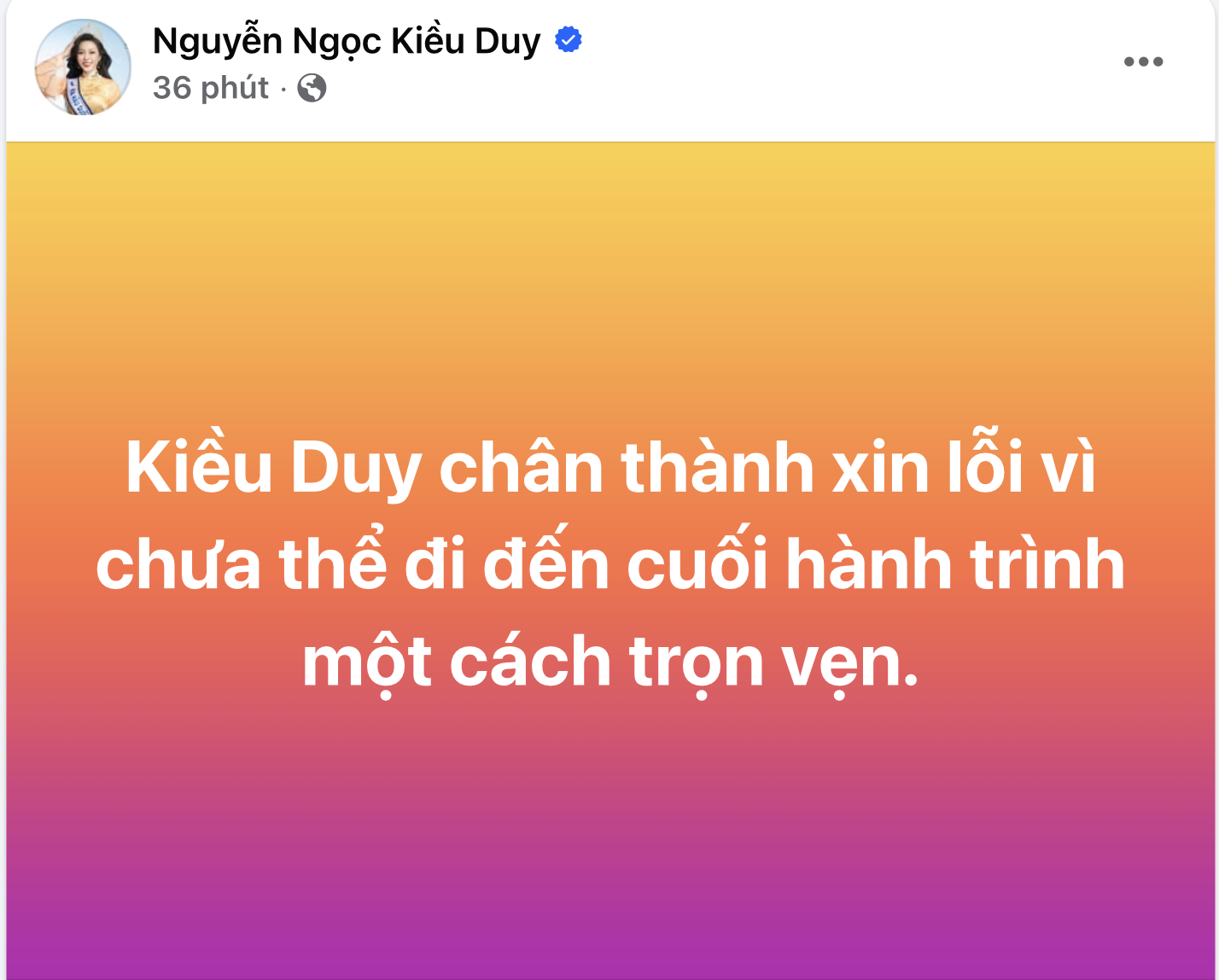 Hoa hậu nhà Sen Vàng xin lỗi- Ảnh 1.