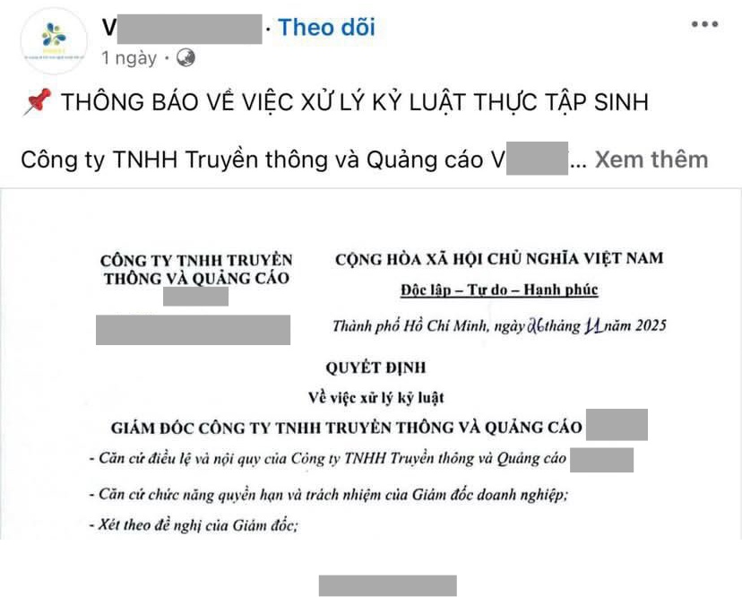 Đăng quyết định kỷ luật thực tập sinh lên mạng, chạy quảng cáo: Công ty nói lý do gì?- Ảnh 1.
