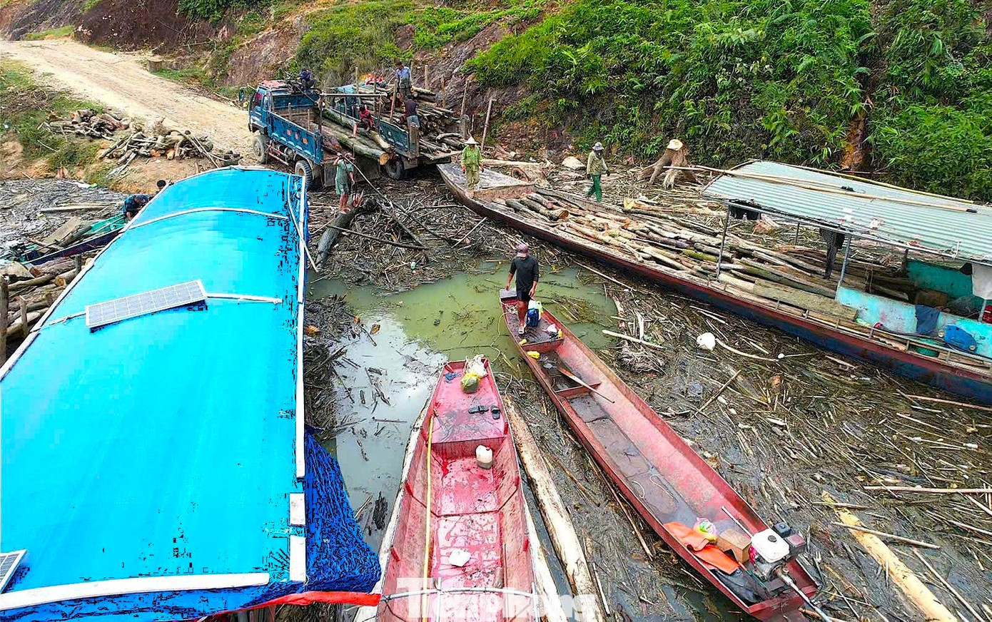 Cận cảnh rác gỗ 'khổng lồ' bủa vây hồ thủy điện lớn thứ 2 tỉnh Nghệ An- Ảnh 11.