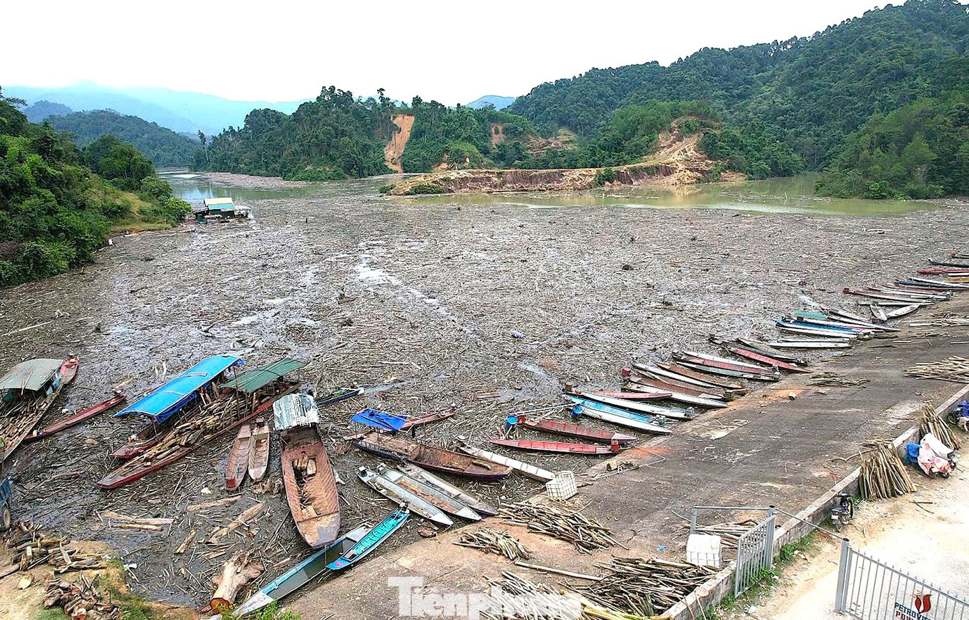Cận cảnh rác gỗ 'khổng lồ' bủa vây hồ thủy điện lớn thứ 2 tỉnh Nghệ An- Ảnh 4.