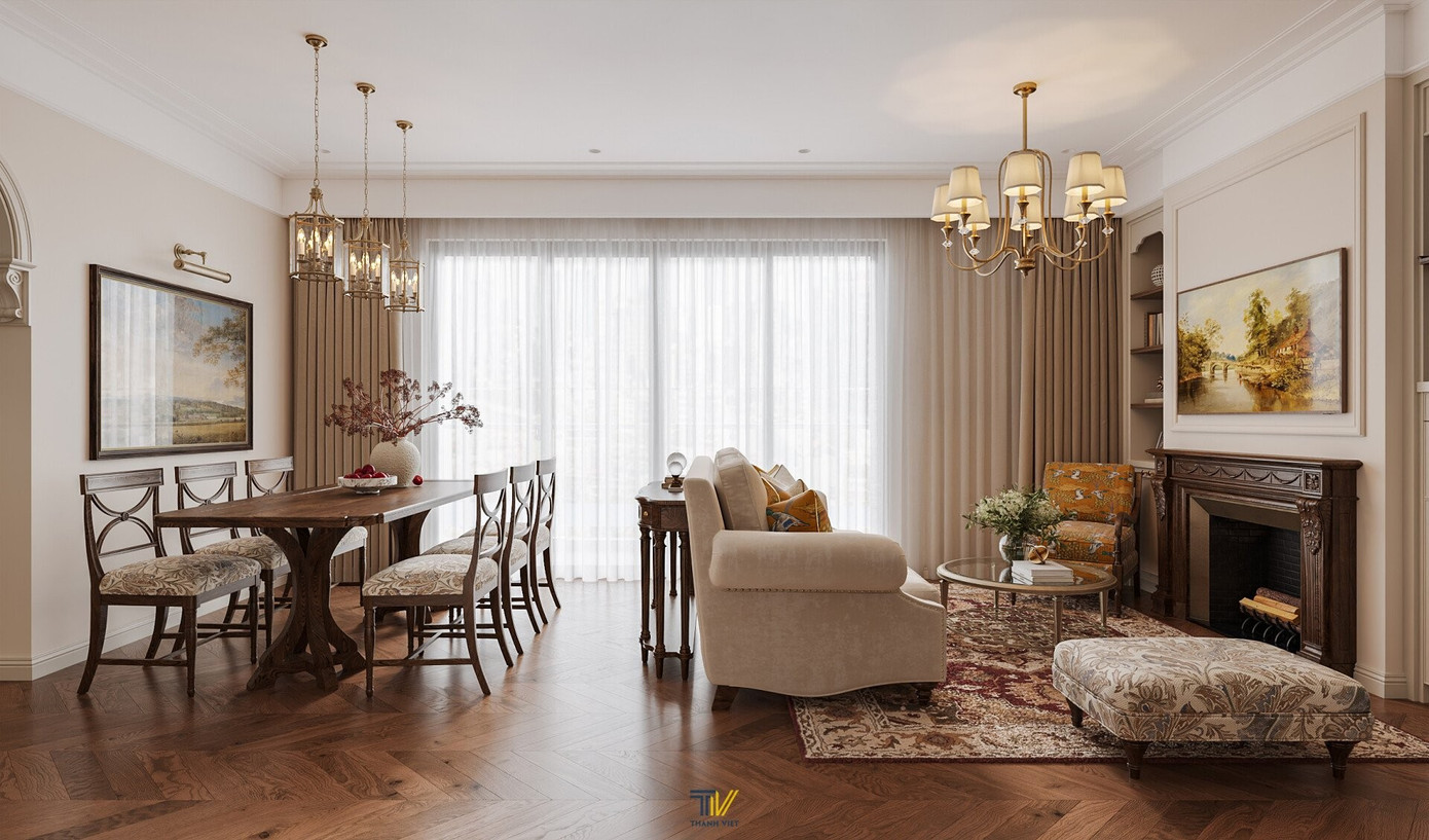 Thiết kế nội thất phong cách Âu Mỹ cho căn hộ 110m2- Ảnh 1.