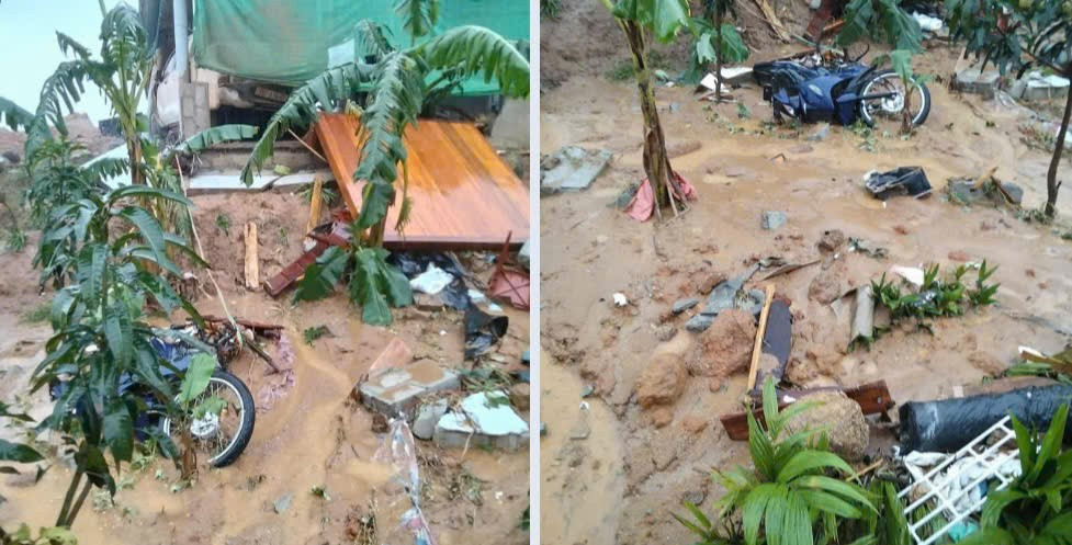 Cận cảnh hiện trường sạt lở núi nghiêm trọng vùi lấp xe bán tải, nhiều trang trại- Ảnh 2.