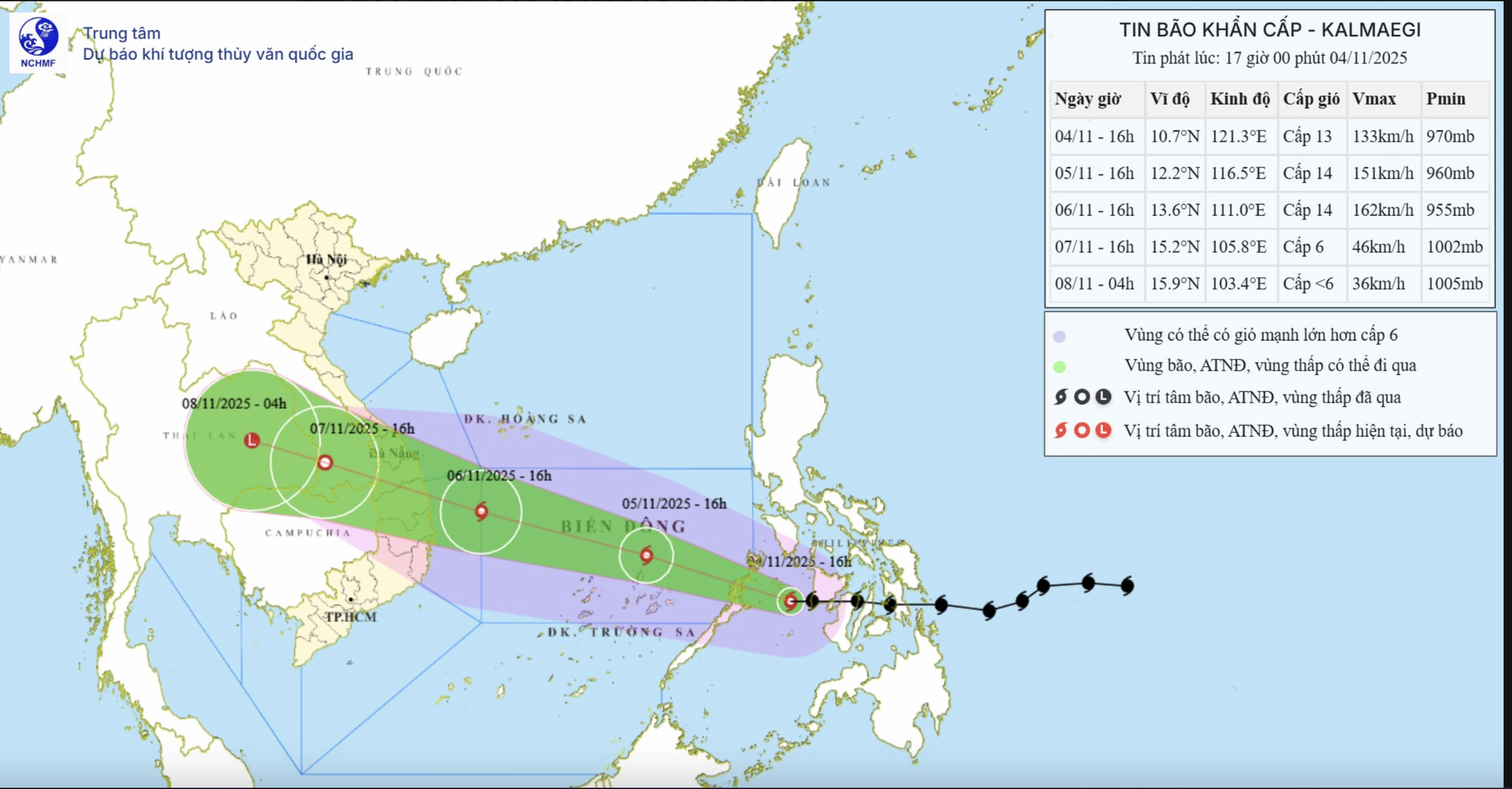 Tin bão khẩn cấp (cơn bão Kalmaegi): Di chuyển nhanh, được nhận định mạnh tương tự Damrey 2017 và Molave 2020- Ảnh 1. Tin bão khẩn cấp (cơn bão Kalmaegi): Di chuyển nhanh, được nhận định mạnh tương tự Damrey 2017 và Molave 2020- Ảnh 1.