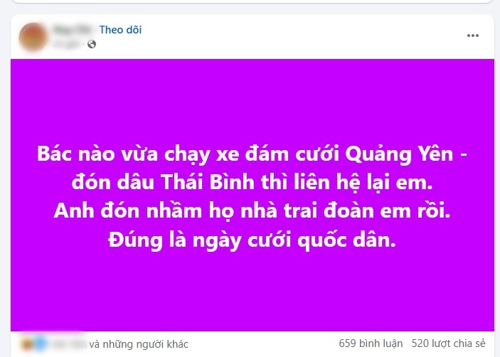 Tài xế ở Quảng Ninh lên mạng tìm "họ nhà trai" trong đám cưới ở Hưng Yên: Sự cố đón nhầm hài hước- Ảnh 1.