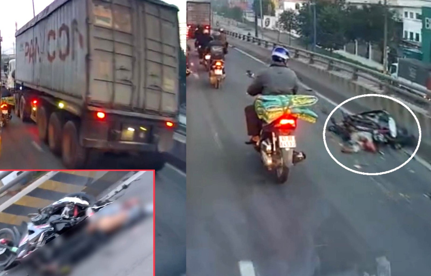 Đi lên cầu vượt vào giờ cấm, người đàn ông bị xe container cán tử vong- Ảnh 1.