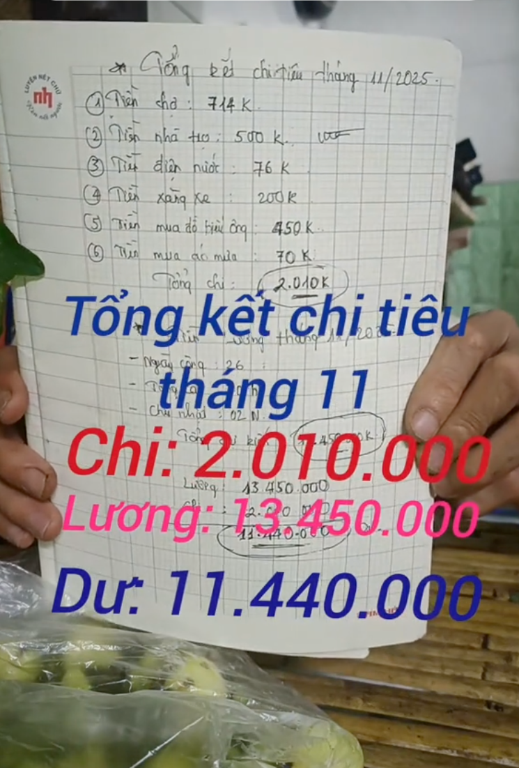 Tuổi trung niên, làm công nhân, tháng tiêu 2 triệu, tiết kiệm 11 triệu, từng đồng đều được tính toán và ghi chép cẩn thận- Ảnh 1.