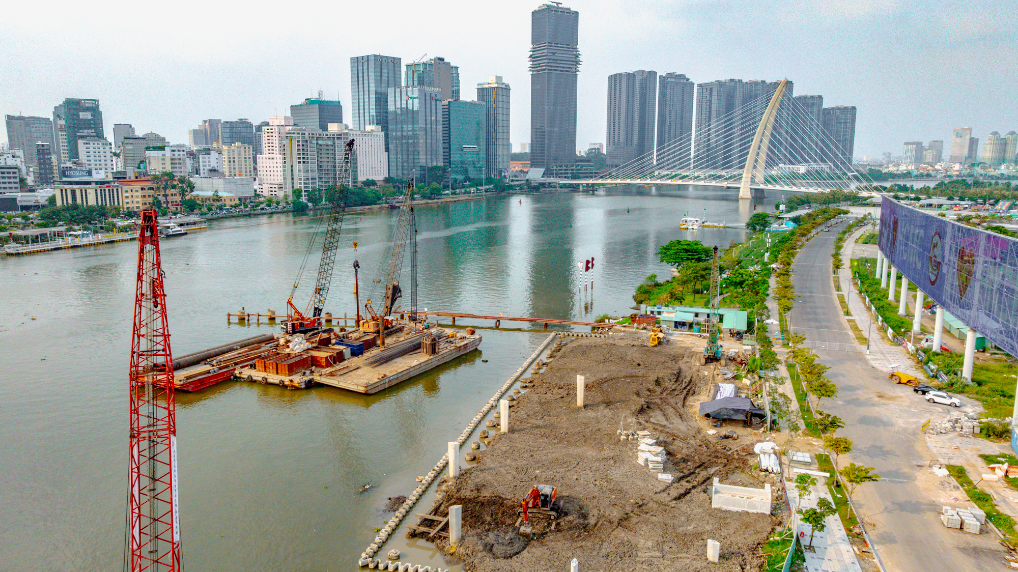 Ngắm công trường xây dựng cầu gần 1.000 tỷ là món quà của Nutifood tặng TP.HCM  - Ảnh 3.