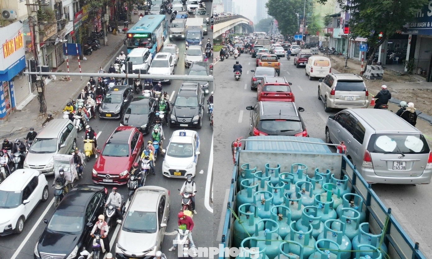 Hà Nội: Một đoạn đường chưa đầy 500 mét 'gánh' hai điểm nóng ùn tắc- Ảnh 1.