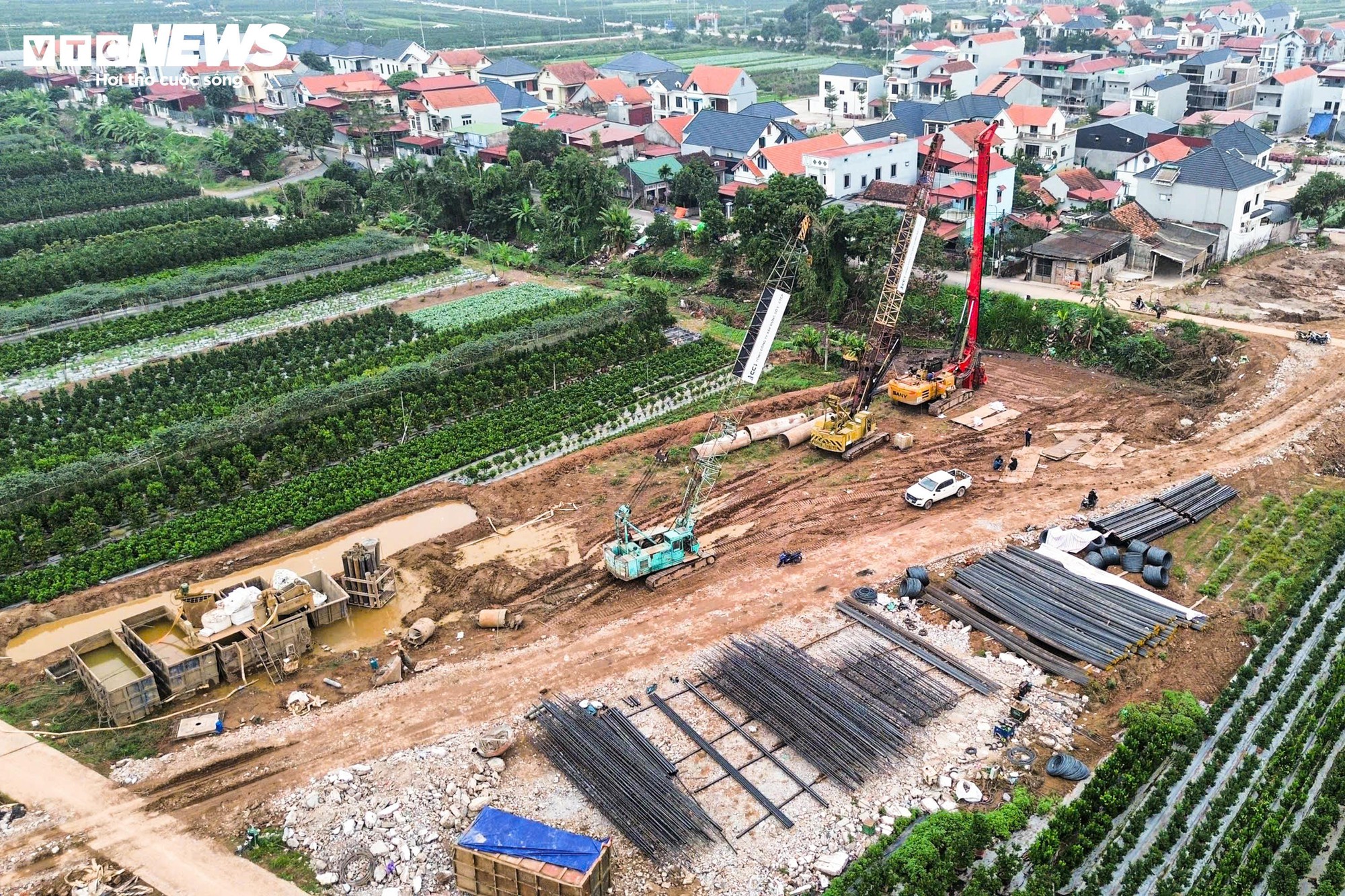 Toàn cảnh công trường thi công cầu Mễ Sở rộng 4 làn xe nối Hà Nội - Hưng Yên- Ảnh 9.