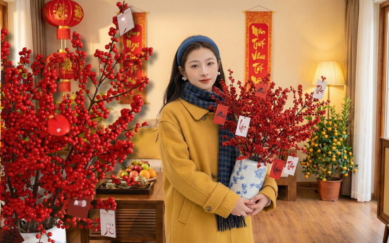 Bí kíp cắm đào đông đỏ chơi bền xuyên Tết 2026: Loài "trân châu đỏ" giúp gia chủ vượng khí, đỏ vận cả năm - Ảnh 1.