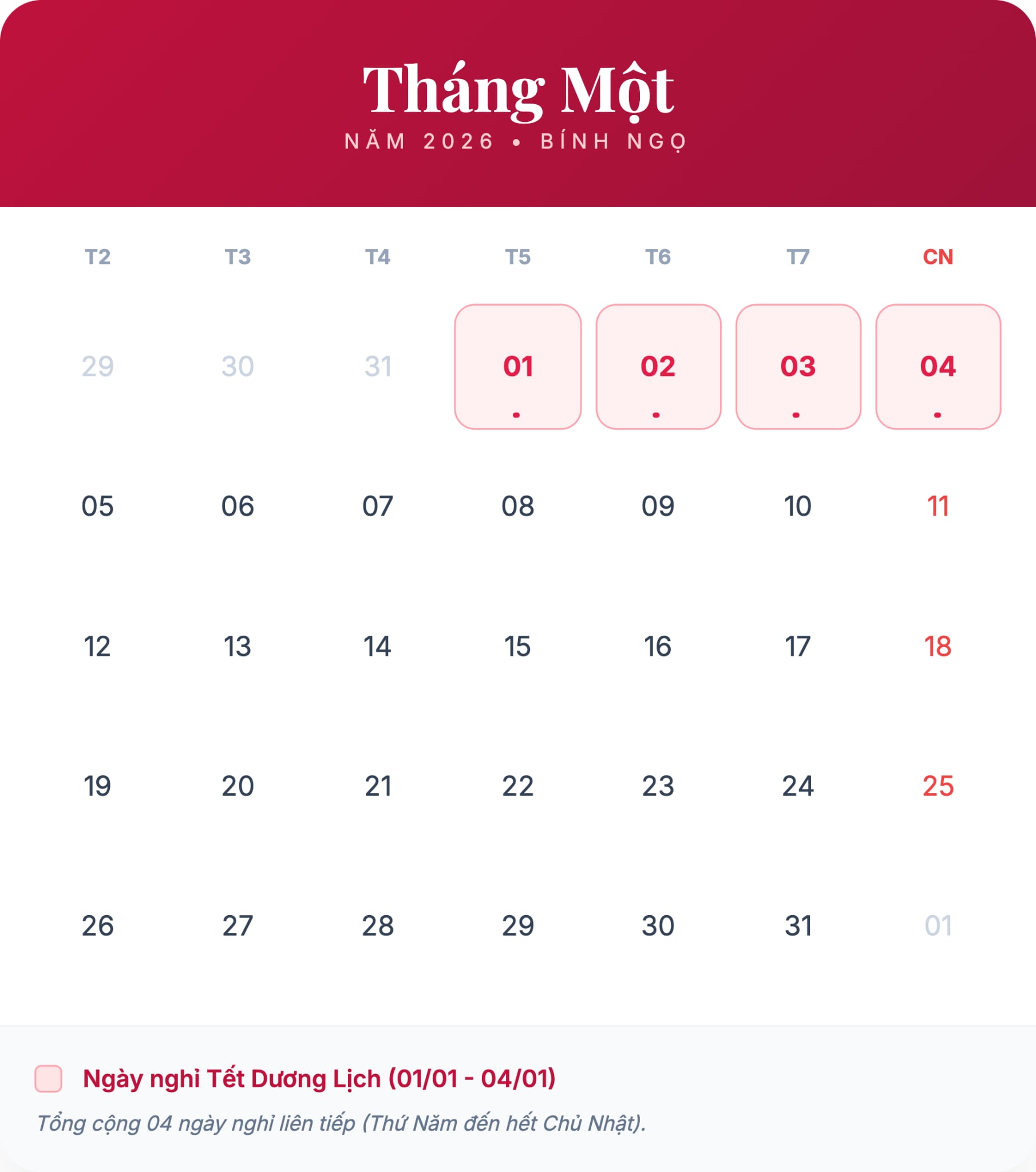 Bộ Nội vụ thông báo về lịch nghỉ Tết Dương lịch 4 ngày liên tục - Ảnh 1.