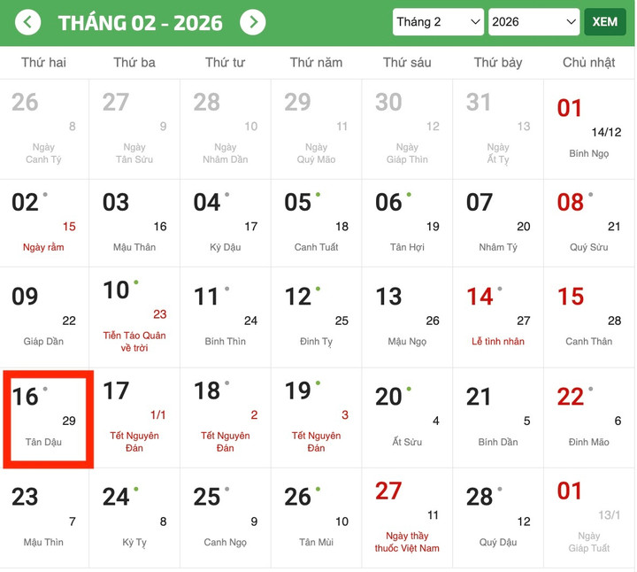 Tết Bính Ngọ 2026 có 30 Tết không​?- Ảnh 1.