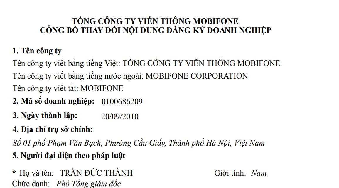 Mobifone Có Đại Diện Pháp Luật Mới Thay Thế Tgđ Tô Mạnh Cường, Thiếu Tướng Trương Sơn Lâm Là Người Duy Nhất Được Ủy Quyền Đại Diện Toàn Bộ Số Vốn 15.000 Tỷ Đồng- Ảnh 1.