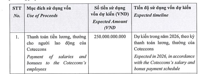 Coteccons muốn phát hành trái phiếu để trả 250 tỷ đồng lương thưởng cho nhân viên và thanh toán công nợ, lãi suất cố định 9%- Ảnh 1.