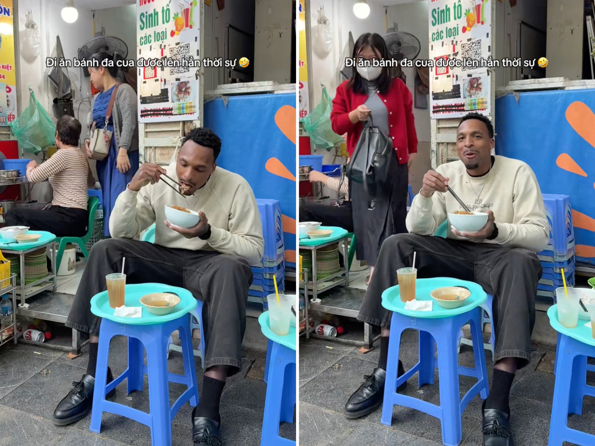 Khách Tây ngồi vỉa hè ăn đặc sản khi du lịch Hà Nội: Bất ngờ được lên thời sự, danh tính thật gây thích thú - Ảnh 1.