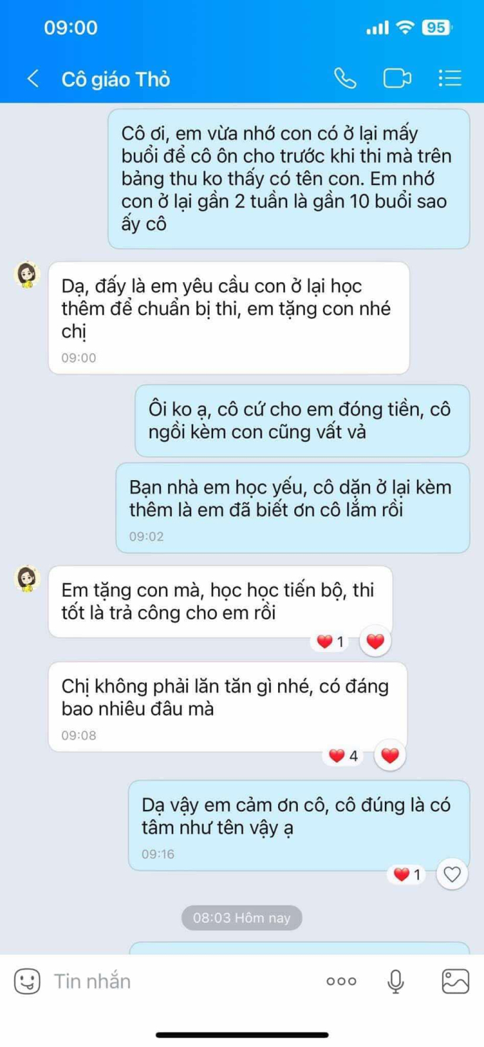 Cho con học thêm 10 buổi, đến kỳ nộp tiền thấy “bất thường”, bà mẹ nhắn tin liền nhận được câu trả lời quá bất ngờ từ cô giáo- Ảnh 1.