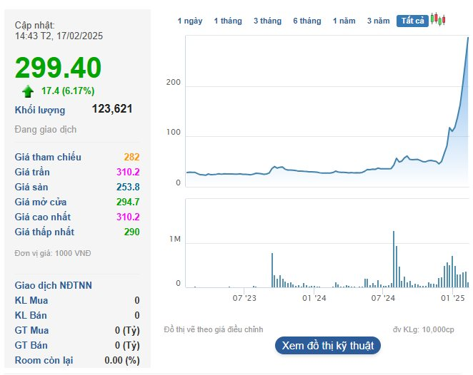 Chứng khoán Việt Nam bất ngờ đón thêm một cổ phiếu có giá vượt 300.000 đồng, vốn hóa lập kỷ lục hơn 2 tỷ USD- Ảnh 1.