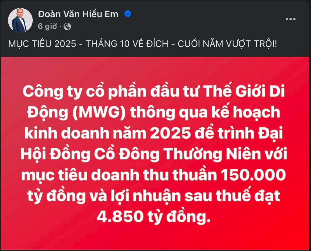 Sếp Thế Giới Di Động nói về kế hoạch 2025: Tháng 10 về đích, cuối năm vượt trội- Ảnh 1.