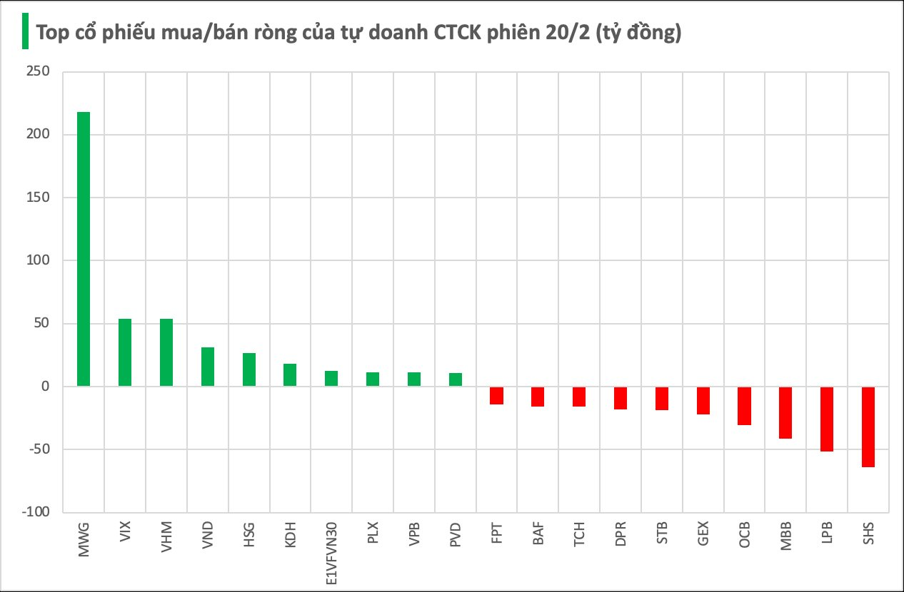 Một mã chứng khoán được tự doanh CTCK "gom" đột biến hàng trăm tỷ trong phiên 20/2- Ảnh 1.