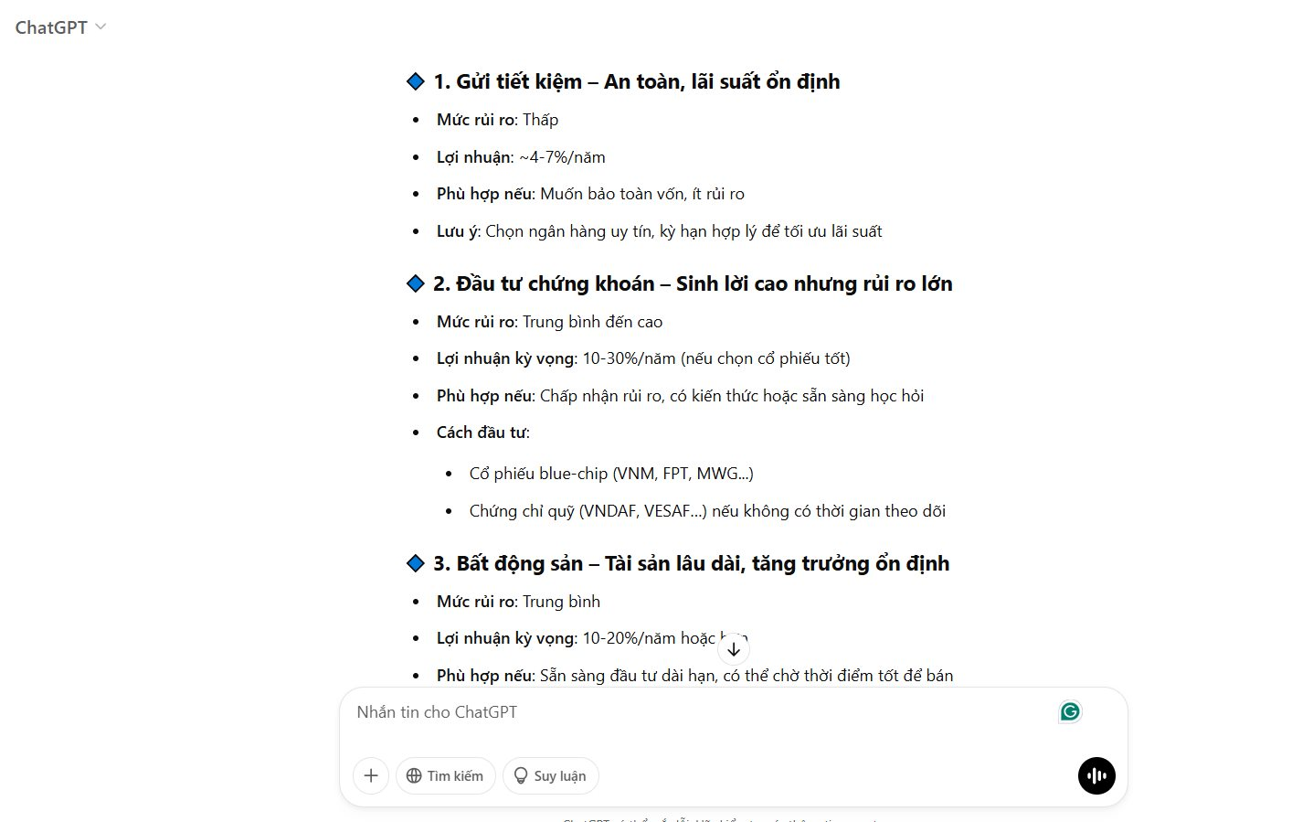 Cùng hỏi ChatGPT và DeepSeek có 1 tỷ đồng thì nên đầu tư vào đâu, 2 công cụ AI trả lời sao?- Ảnh 1.