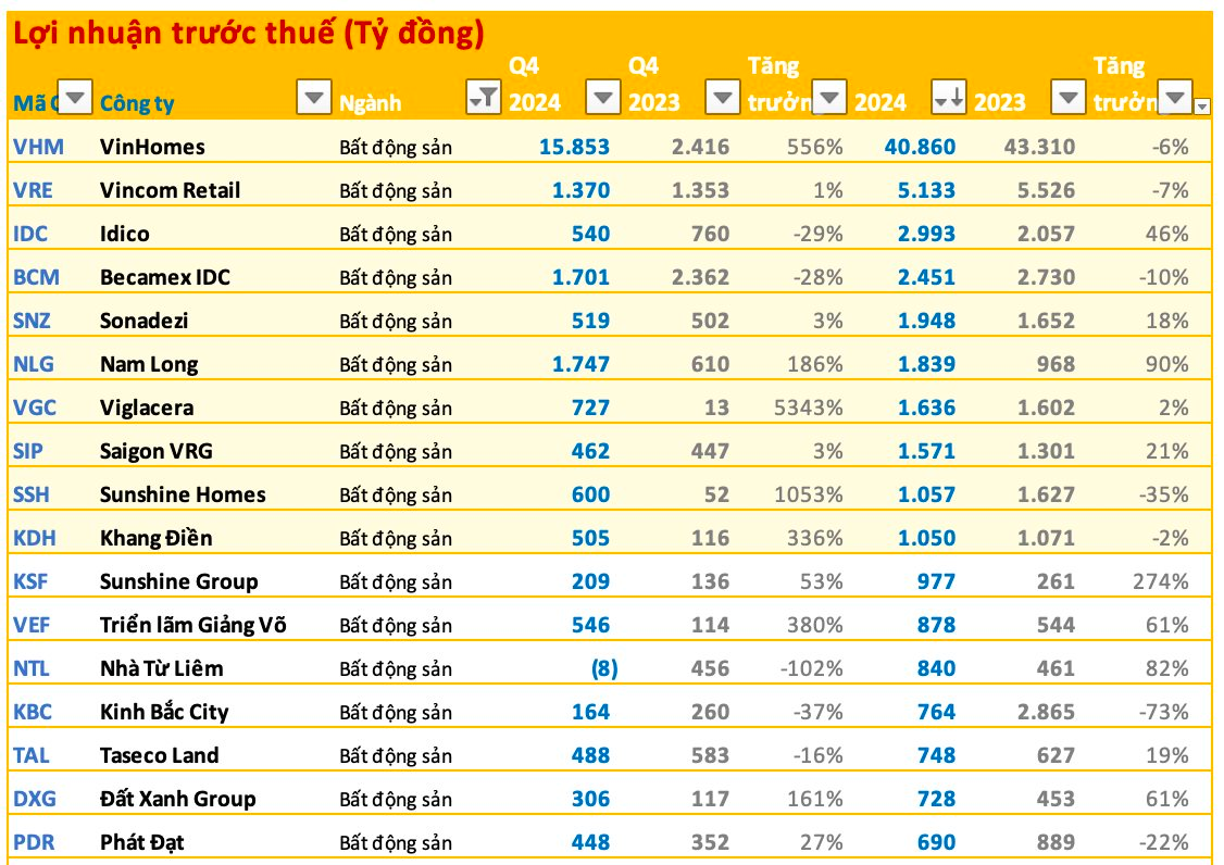 10 công ty BĐS lãi ngàn tỷ năm 2024: Riêng 2 công ty 'họ Vin' chiếm gần 80% tổng lợi nhuận- Ảnh 1.
