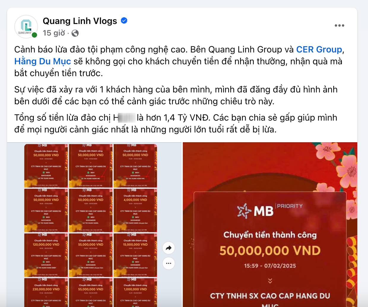 Chỉ trong vài tiếng đồng hồ, người phụ nữ Hà Nội bị đẩy vào cảnh khốn cùng, mất 1,4 tỷ vì tin kẻ mạo danh "Hằng Du Mục"- Ảnh 1.