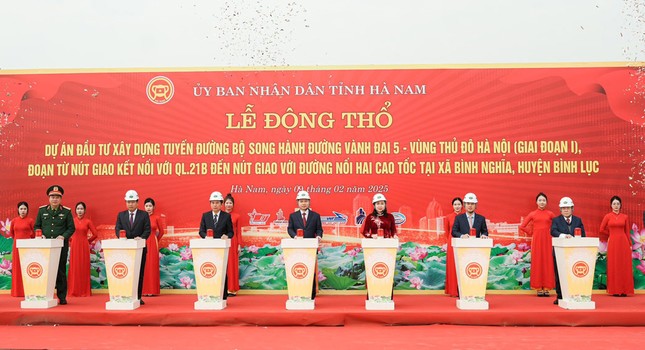 Hà Nam: Khởi công xây dựng tuyến đường bộ song hành vành đai 5- Vùng Thủ đô- Ảnh 1.