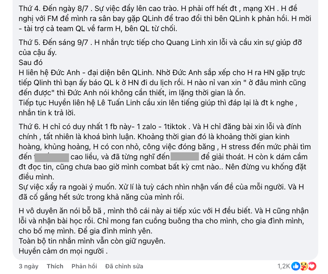 O Huyền Sầu Riêng lại hứng "phẫn nộ" khi viết gần 1.000 từ về Quang Linh Vlogs- Ảnh 4.