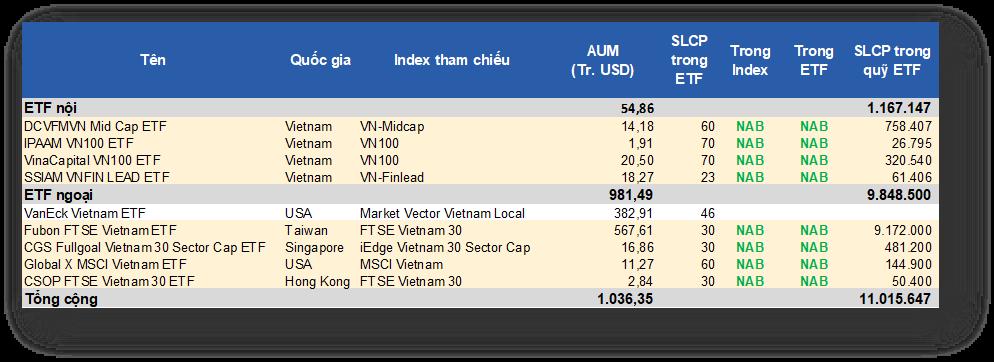 NAB – Lựa chọn của các quỹ  ETF- Ảnh 1.