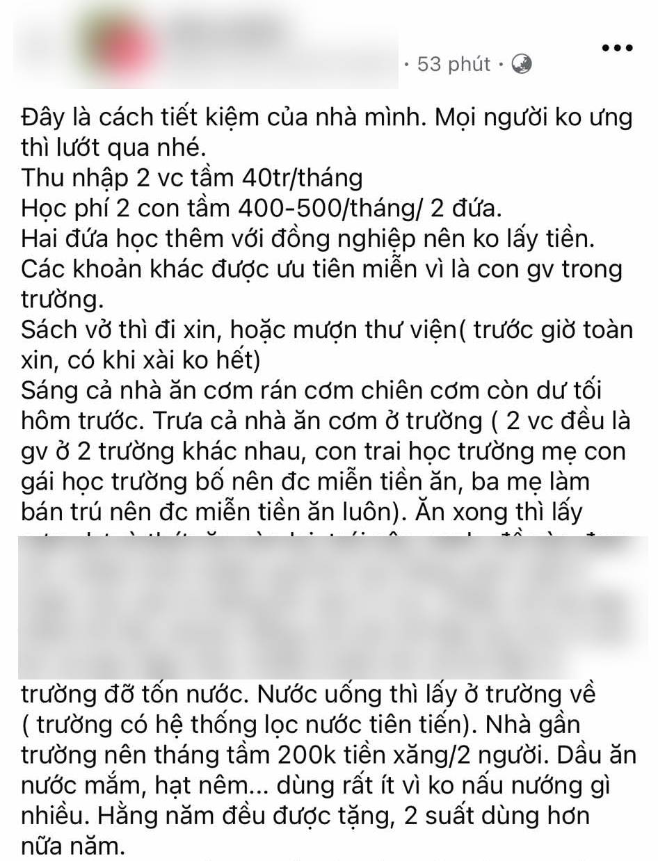 Ngã ngửa: Thu nhập 40 triệu đồng/tháng, tiền học 2 con mỗi ngày chưa tới 20 nghìn đồng - Đỉnh cao  vén khéo là đây chứ đâu!- Ảnh 1.