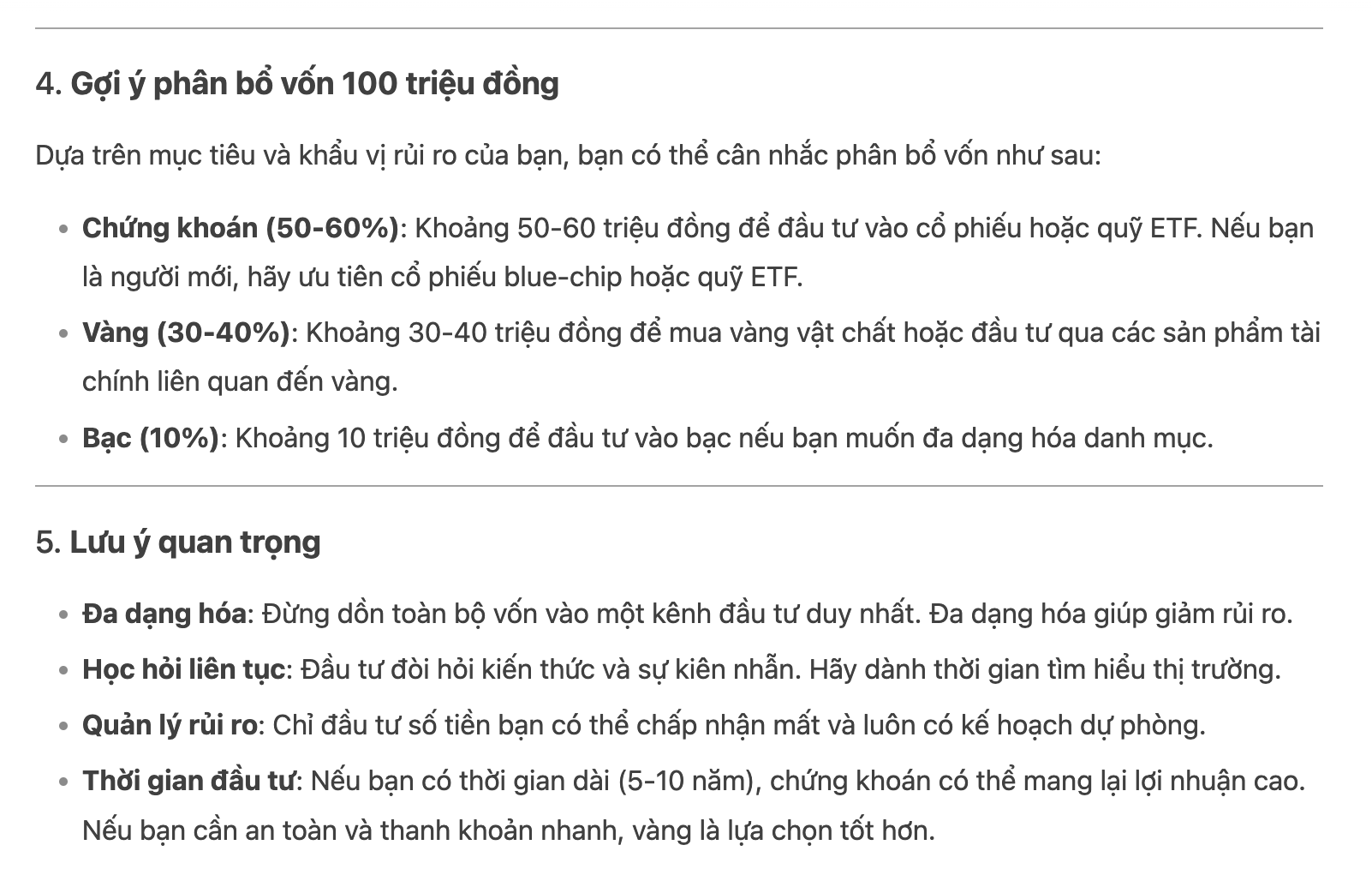 'Tôi có 100 triệu, nên rót tiền vào chứng khoán, vàng hay kênh đầu tư mới nổi này?' – Grok, DeepSeek đồng tình đến lạ, trả lời 'như sách giáo khoa'- Ảnh 3.