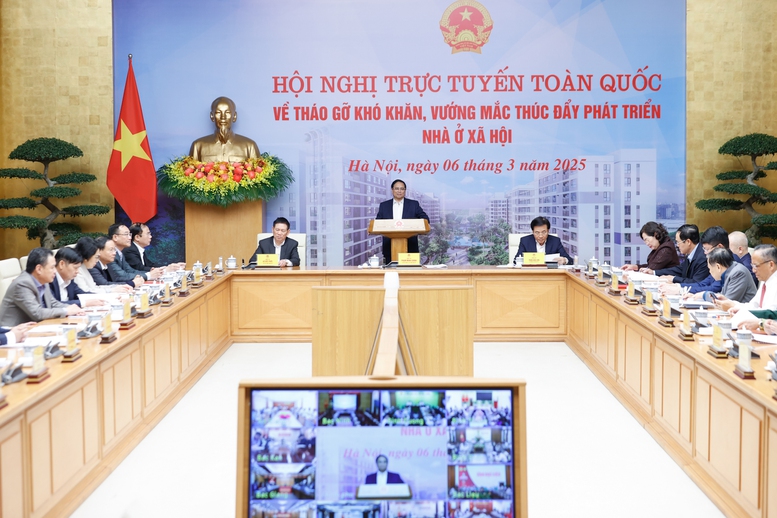 TỔNG THUẬT: Thủ tướng chủ trì Hội nghị toàn quốc tháo gỡ khó khăn, vướng mắc, thúc đẩy phát triển nhà ở xã hội- Ảnh 1. TỔNG THUẬT: Thủ tướng chủ trì Hội nghị toàn quốc tháo gỡ khó khăn, vướng mắc, thúc đẩy phát triển nhà ở xã hội- Ảnh 1.