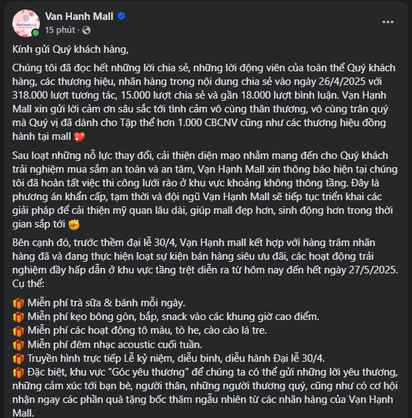 Sau khi thi công lưới rào, Vạn Hạnh Mall tiếp tục ra thông báo- Ảnh 2.