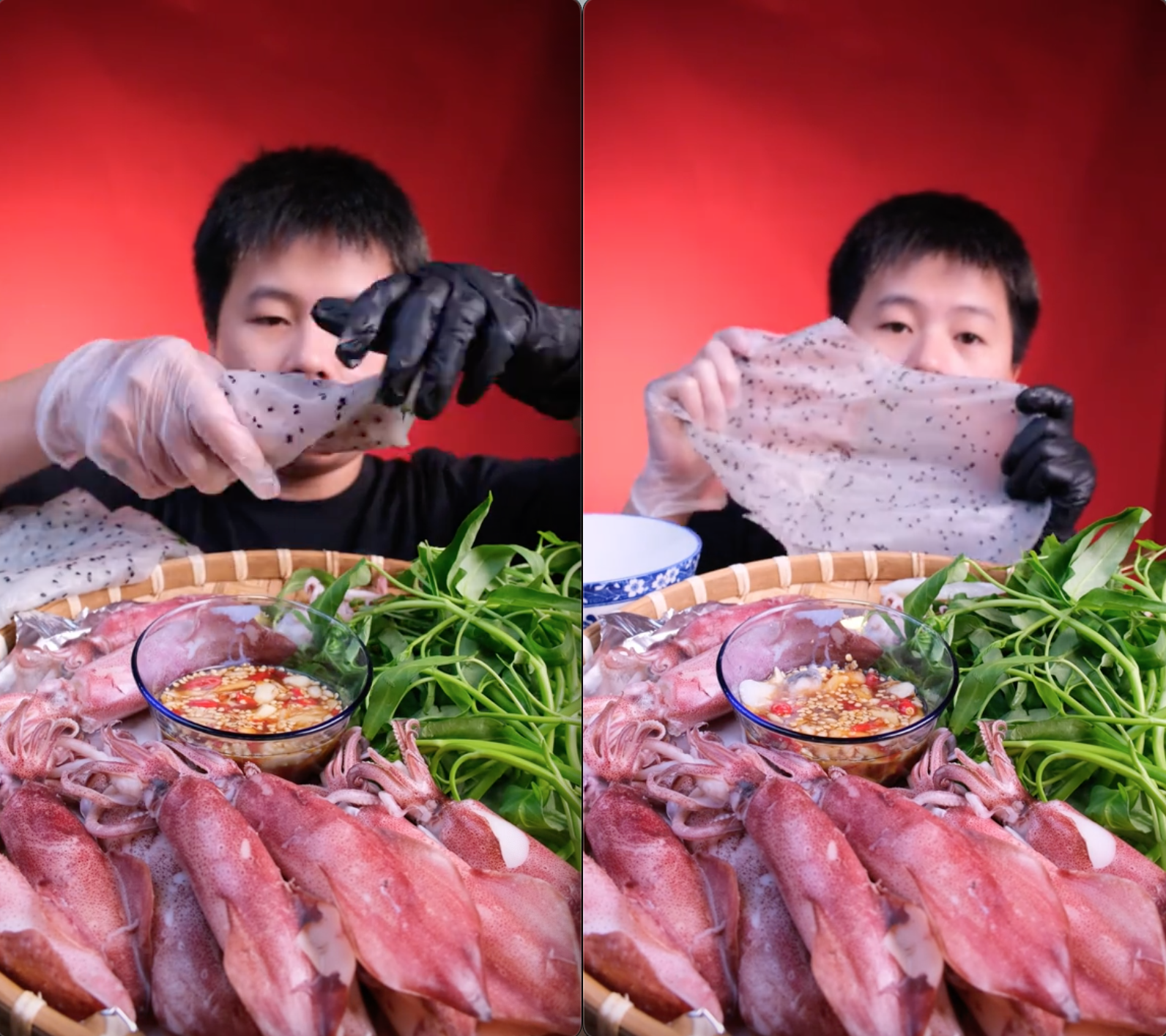Đu trend ăn mực hấp cuốn rau muống sống, 1 TikToker bị đau bụng, dân mạng liền nghĩ ngay tới lý do này- Ảnh 4. Đu trend ăn mực hấp cuốn rau muống sống, 1 TikToker bị đau bụng, dân mạng liền nghĩ ngay tới lý do này- Ảnh 4.