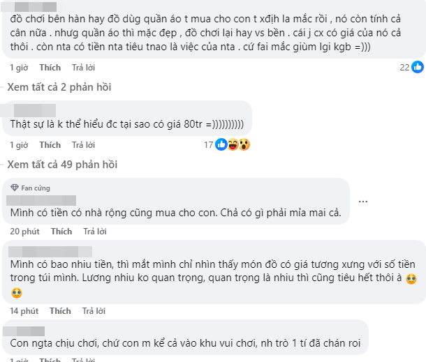 Bộ đồ chơi 80 triệu khiến hội bỉm sữa trên mạng "khẩu chiến": Không hiểu sao lại chi số tiền lớn thế chỉ để mua thú vui cho con?- Ảnh 8. Bộ đồ chơi 80 triệu khiến hội bỉm sữa trên mạng "khẩu chiến": Không hiểu sao lại chi số tiền lớn thế chỉ để mua thú vui cho con?- Ảnh 8.