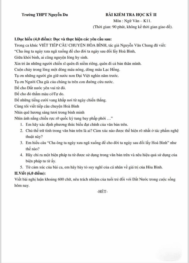 Ca khúc hàng tỷ lượt xem của nhạc sĩ Nguyễn Văn Chung vào đề thi văn, khán giả nói 'khó được điểm cao'- Ảnh 2. Ca khúc hàng tỷ lượt xem của nhạc sĩ Nguyễn Văn Chung vào đề thi văn, khán giả nói 'khó được điểm cao'- Ảnh 2.