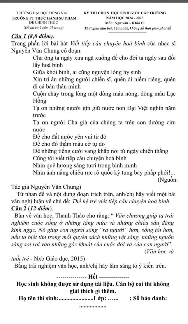 Ca khúc hàng tỷ lượt xem của nhạc sĩ Nguyễn Văn Chung vào đề thi văn, khán giả nói 'khó được điểm cao'- Ảnh 1. Ca khúc hàng tỷ lượt xem của nhạc sĩ Nguyễn Văn Chung vào đề thi văn, khán giả nói 'khó được điểm cao'- Ảnh 1.