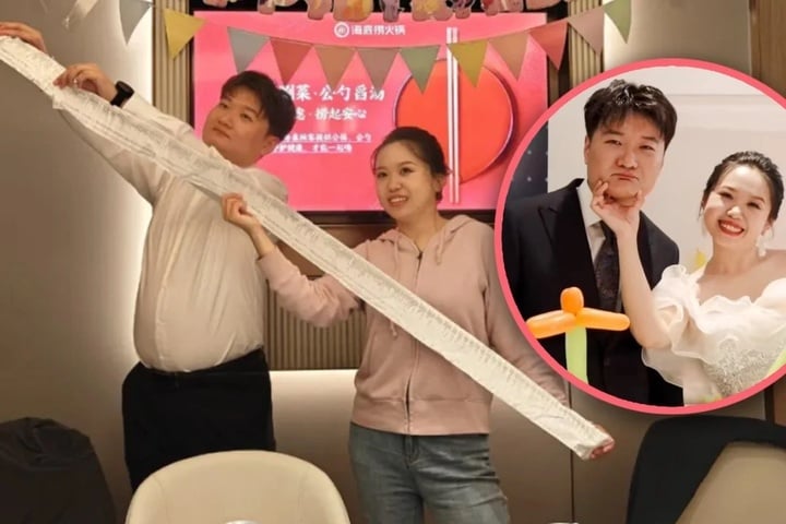 Cặp đôi làm tiệc cưới ở quán lẩu, hóa đơn dài 2 mét nhưng chỉ tốn 80 triệu đồng- Ảnh 1. Cặp đôi làm tiệc cưới ở quán lẩu, hóa đơn dài 2 mét nhưng chỉ tốn 80 triệu đồng- Ảnh 1.