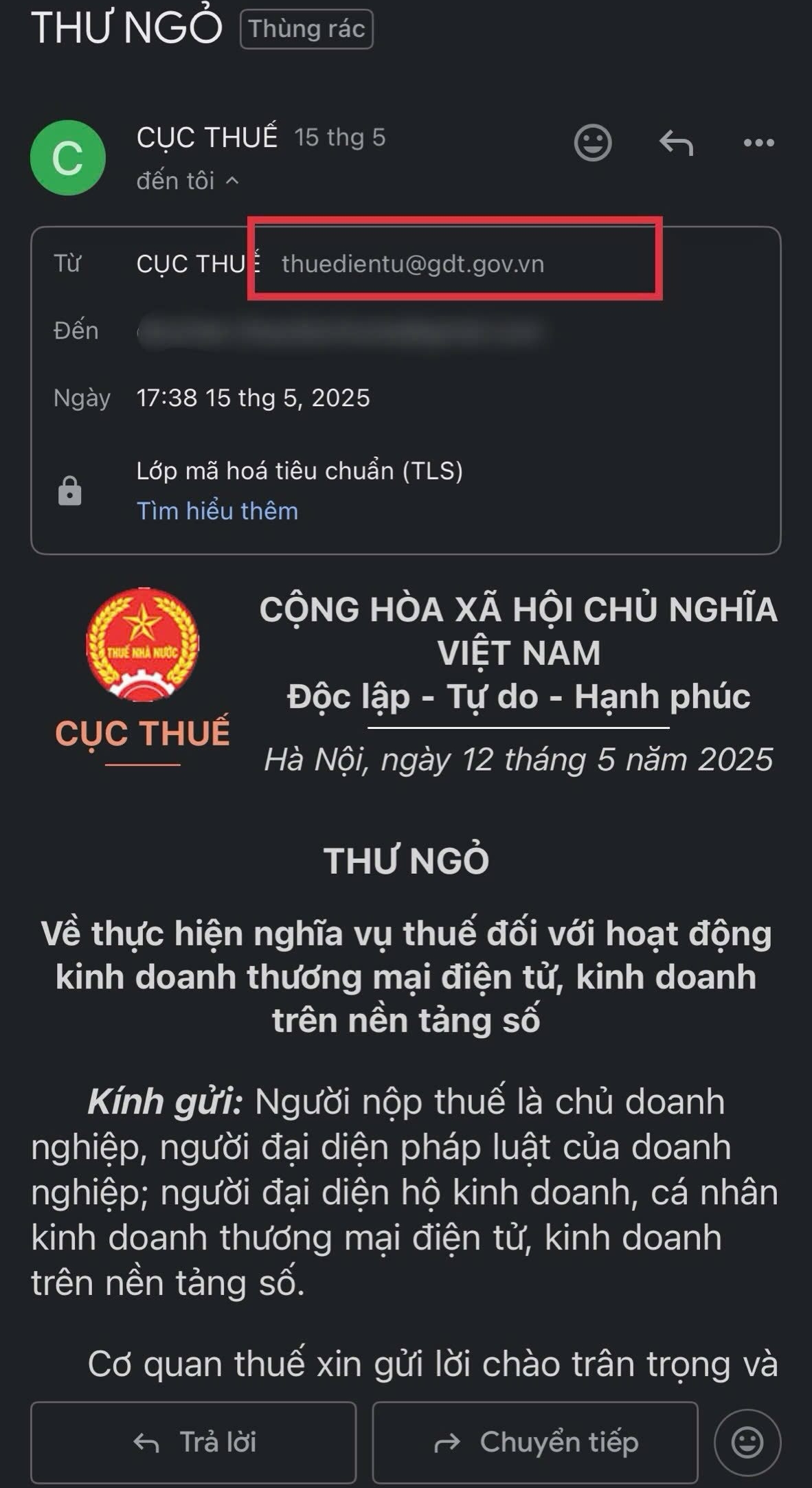 Nhận được mail của Cục Thuế kèm mã QR lúc 3h sáng: Cách nhận biết “hàng real” rất đơn giản- Ảnh 7. Nhận được mail của Cục Thuế kèm mã QR lúc 3h sáng: Cách nhận biết “hàng real” rất đơn giản- Ảnh 7.
