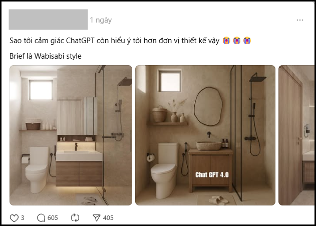 Chủ nhà lên tiếng vụ dùng ChatGPT thiết kế lại căn hộ trúng ý hơn bản vẽ từ kiến trúc sư gây tranh cãi dữ dội- Ảnh 1. Chủ nhà lên tiếng vụ dùng ChatGPT thiết kế lại căn hộ trúng ý hơn bản vẽ từ kiến trúc sư gây tranh cãi dữ dội- Ảnh 1.