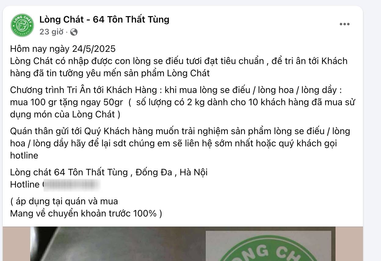 Lòng Chát rầm rộ khuyến mãi món Lòng Chát rầm rộ khuyến mãi món