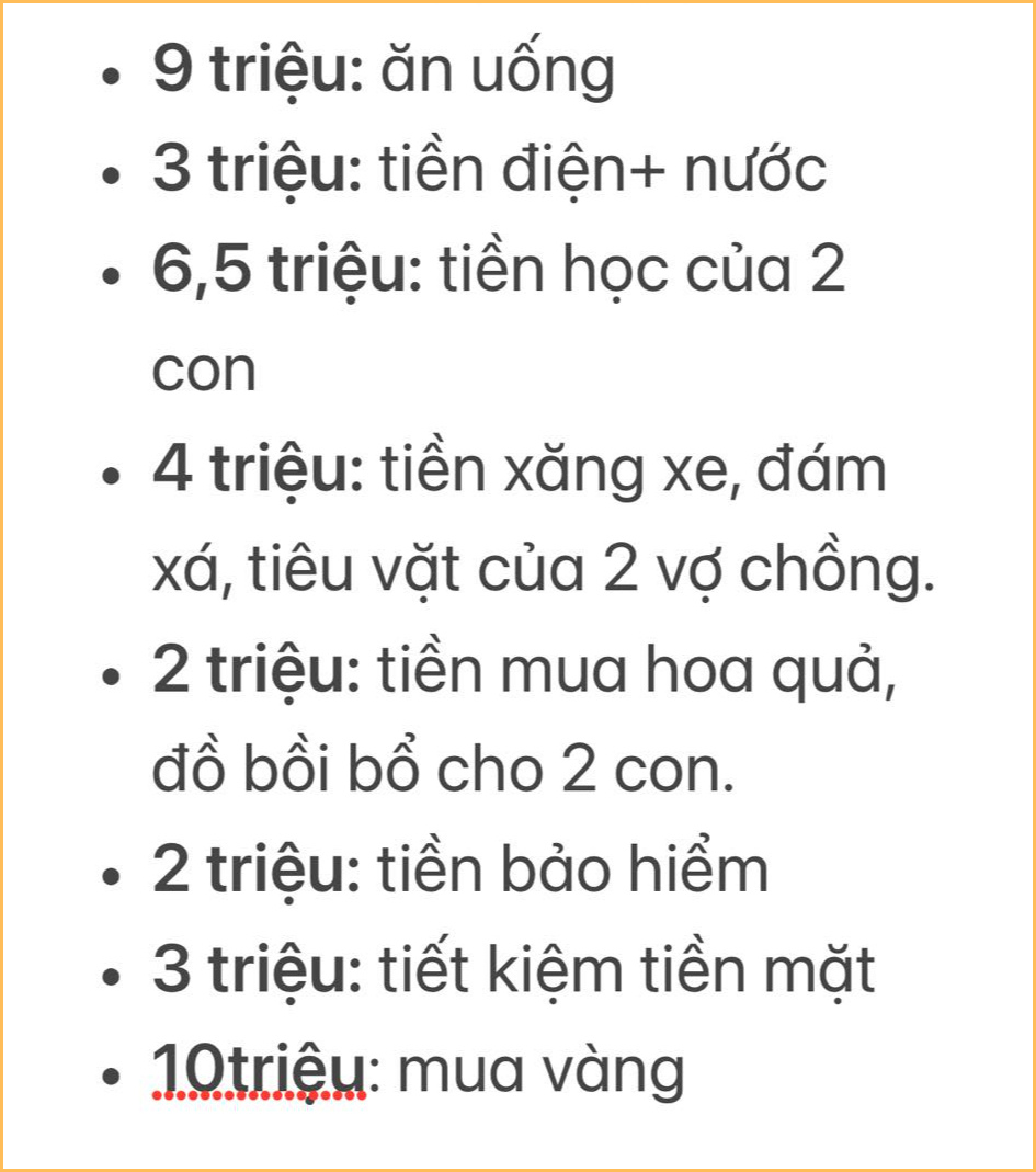 Dành 10 triệu/tháng mua vàng vẫn dư 3 triệu tiết kiệm, nhìn bảng chi tiêu xong ai cũng thở dài: Thế này vẫn còn than?- Ảnh 1. Dành 10 triệu/tháng mua vàng vẫn dư 3 triệu tiết kiệm, nhìn bảng chi tiêu xong ai cũng thở dài: Thế này vẫn còn than?- Ảnh 1.