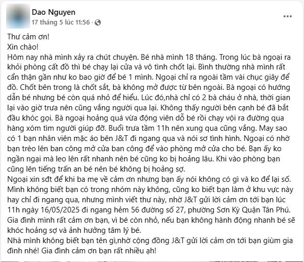Gặp gỡ nam shipper leo ban công giải cứu bé trai 18 tháng tuổi ở TP.HCM: "Nghe bé khóc mà mình xót, vì mình cũng có con nhỏ"- Ảnh 1. Gặp gỡ nam shipper leo ban công giải cứu bé trai 18 tháng tuổi ở TP.HCM: "Nghe bé khóc mà mình xót, vì mình cũng có con nhỏ"- Ảnh 1.