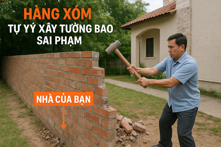 Hàng xóm xây tường lấn đất, gia chủ có quyền tự tháo dỡ không?- Ảnh 1. Hàng xóm xây tường lấn đất, gia chủ có quyền tự tháo dỡ không?- Ảnh 1.