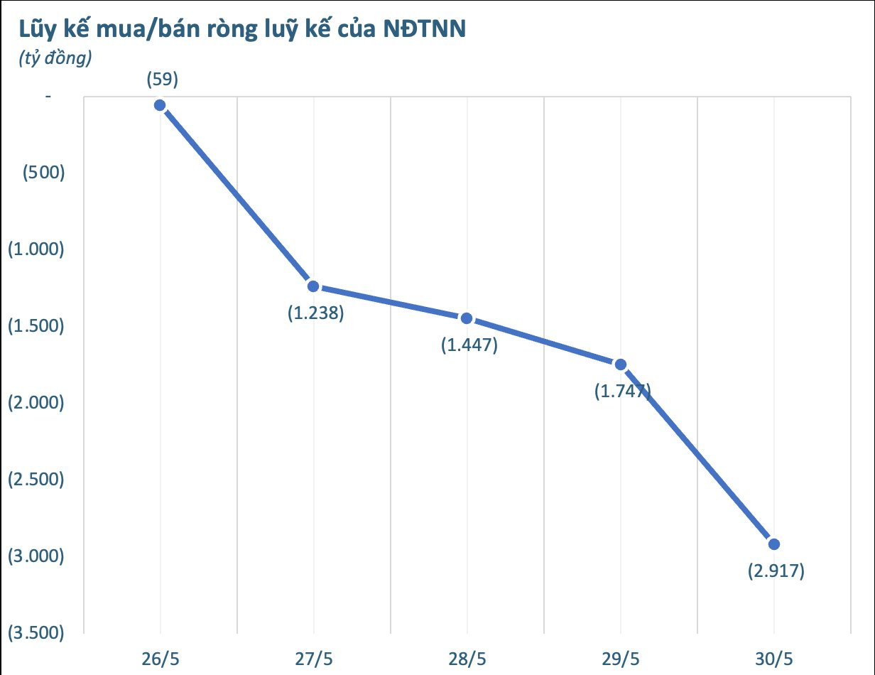 Khối ngoại miệt mài bán ròng gần 3.000 tỷ tuần cuối tháng 5, một mã Bluechips bị "xả" mạnh- Ảnh 1.